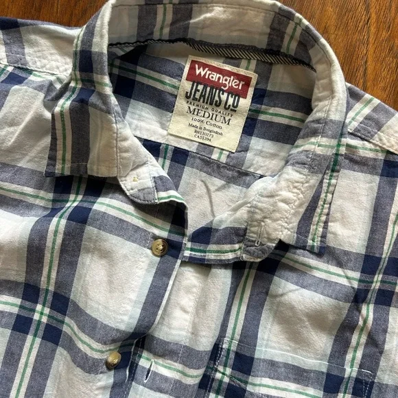 Wrangler Jeans CO. Button Up Shirt Men's Medium Long Sleeve Multi Plaid Cotton - Picture 3 of 7